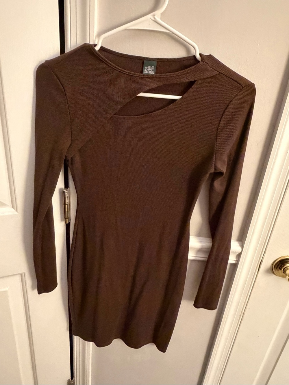 wild fable Brown Long-Sleeve Cutout Bodycon Dress